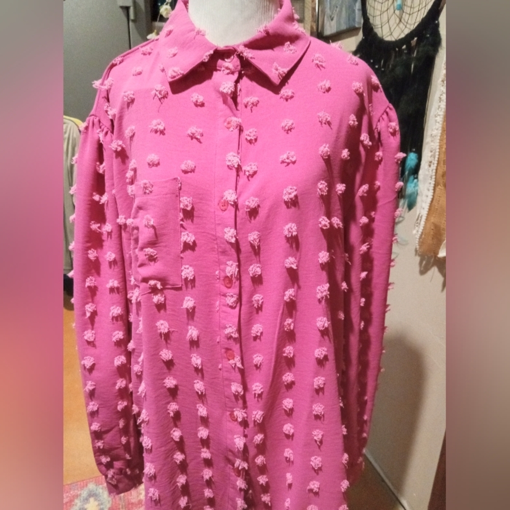Paintcolors Pink Textured Women's Blouse